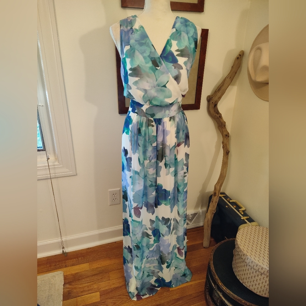 Anne Klein Chiffon Floral Maxi Dress